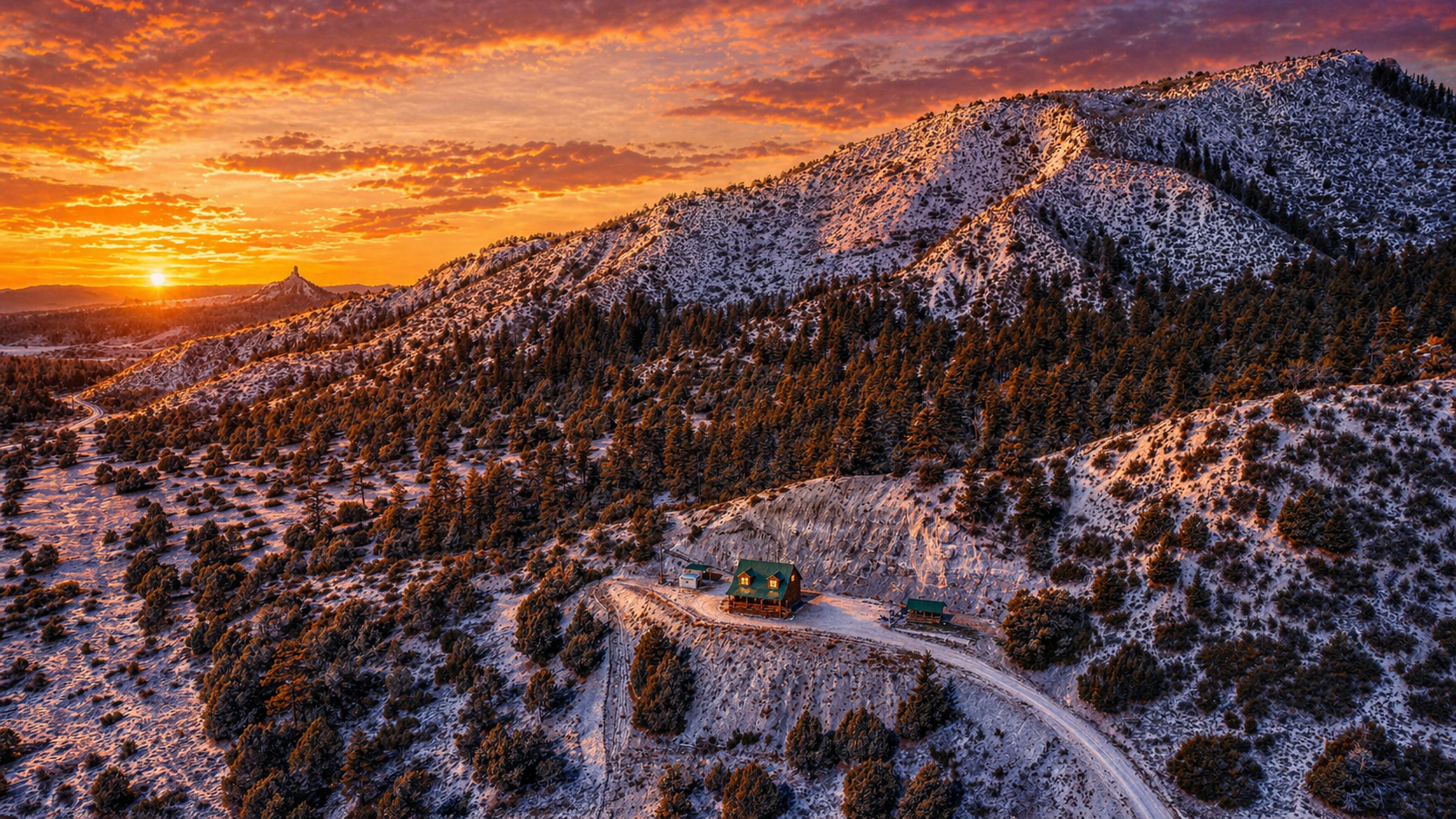 Winter sunset · pink over the ridge